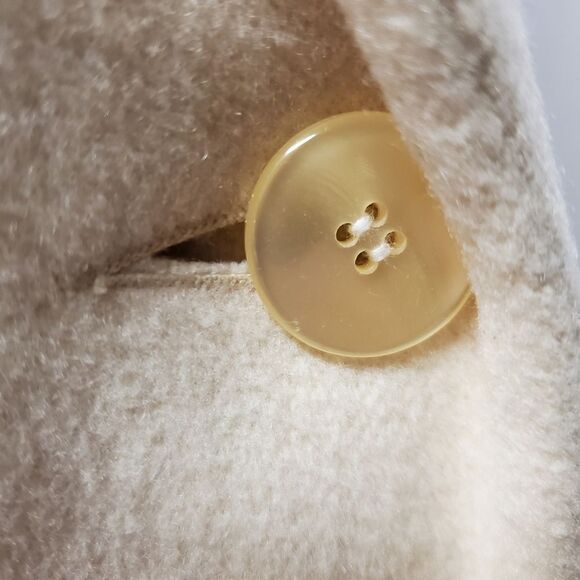 Vintage 80s Retro Cream Wool Blend Double Breasted Trench Coat XL - Picture 9 of 12